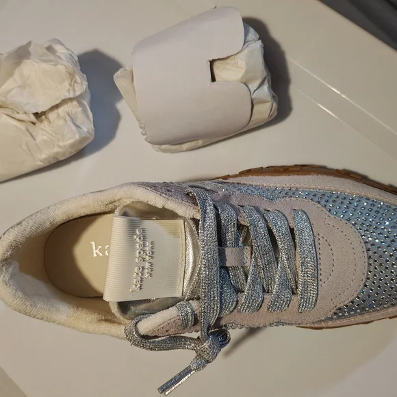 K as in Kate Runner Embellished Silver And White Sneaker. Size 8 NWT - Picture 6 of 6